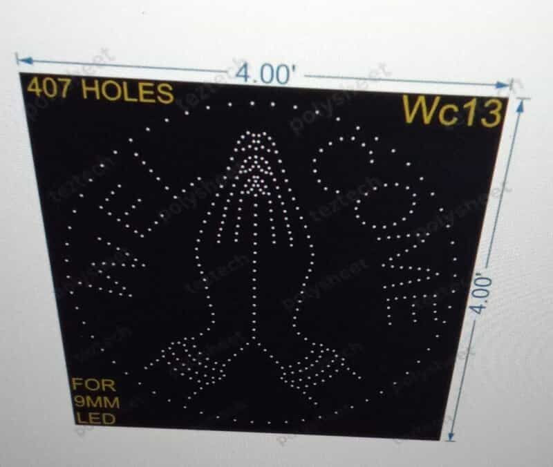 WC13 WELCOME WITH HAND 4X4 FEET 407 HOLES