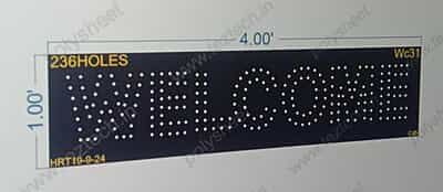 WC31 WELCOME 1X4FEET 236 HOLES TEZTECH 1.5 MM BLACK - 9MM LED MATTE