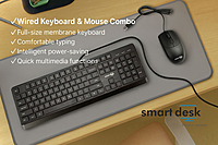 Wired Keyboard + Mouse Combo - Full-size Numeric, USB - Black