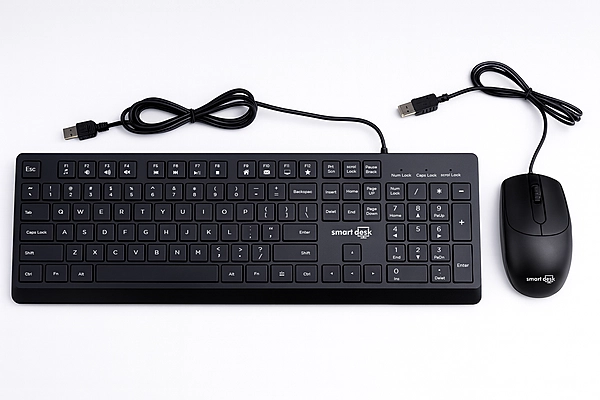 Wired Keyboard + Mouse Combo - Full-size Numeric, USB - Black
