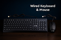 Wired Keyboard + Mouse Combo - Full-size Numeric, USB - Black
