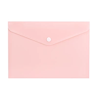 Pack of 12 A4 Light Pastel Pink Soft Touch Plastic Document Wallets with Button Closure