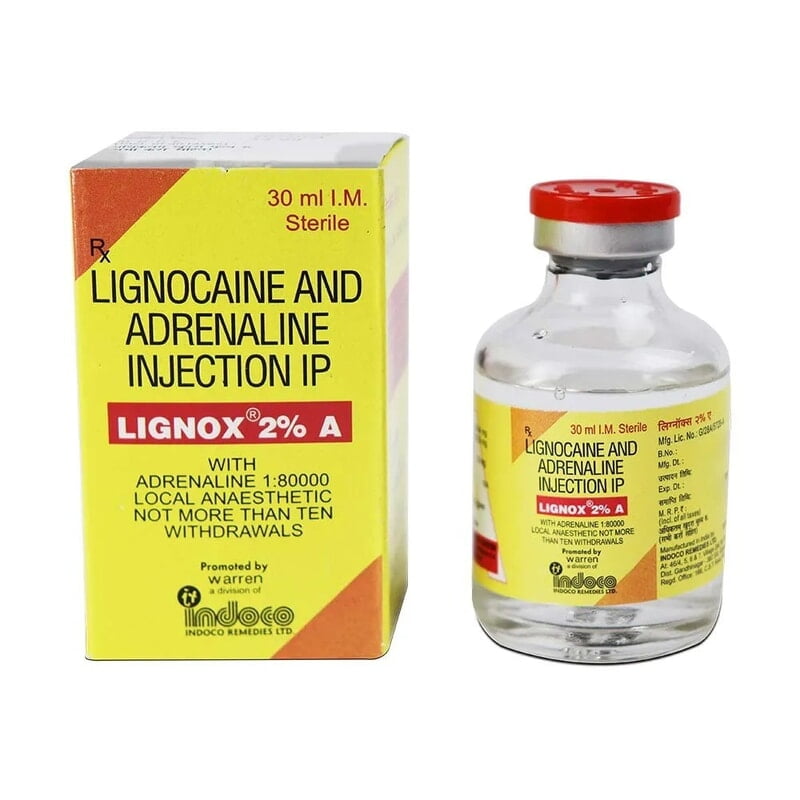 S-Indoco Warren Lignox Lignocaine 2% Injection | 2% Lidocaine with Adrenaline