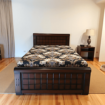 SAF-BT-02 Hard Wood with Ply Cot|78X36|Walnut||Cot/Bed Set