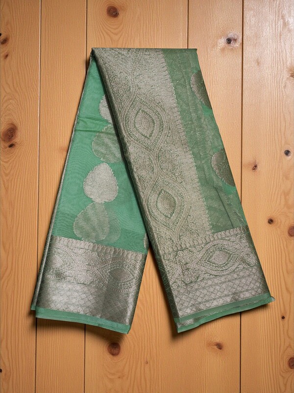 Green Banarasi Silk Zari Saree with Unstitched Blouse