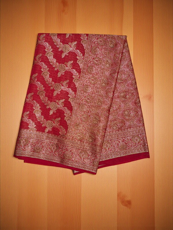 Red Banarasi Silk Zari Saree with Unstitched Blouse