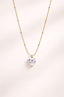 Gold Satellite Chain Necklace with Floral Heart Pendant