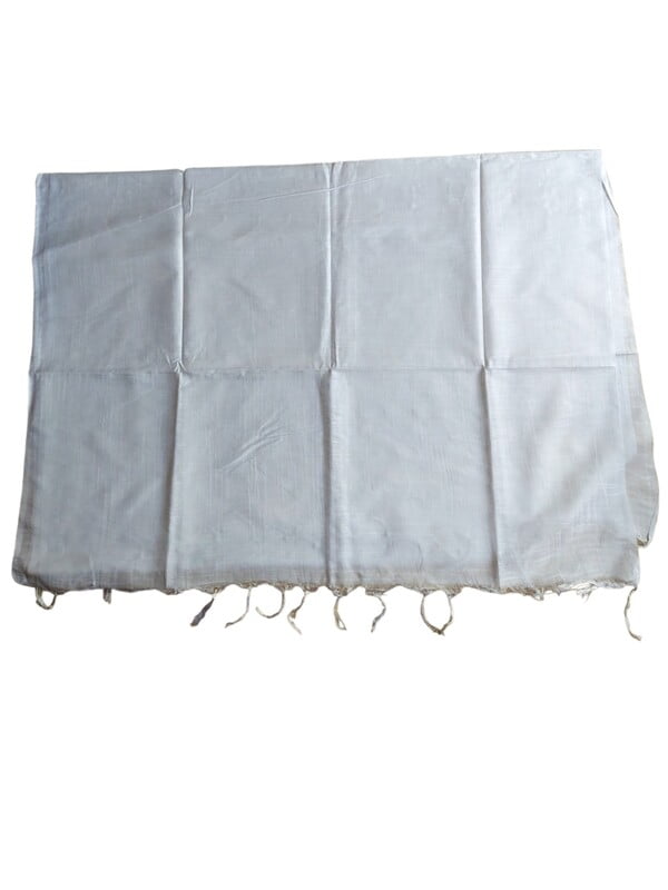 White Cotton Silk Solid Dupatta