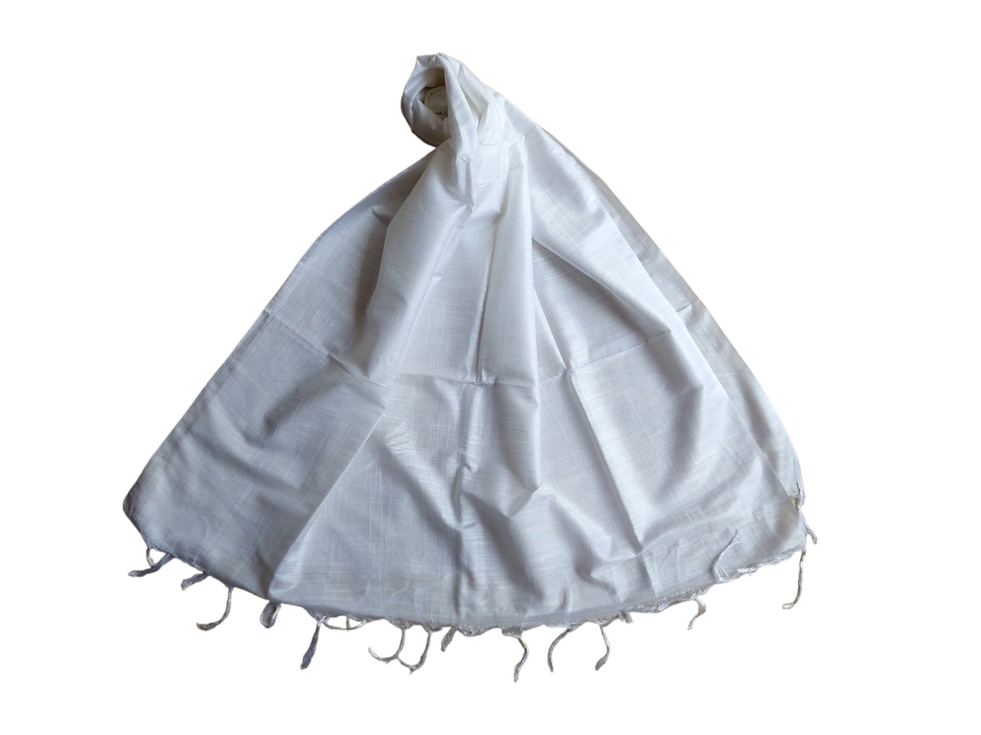 White Cotton Silk Solid Dupatta