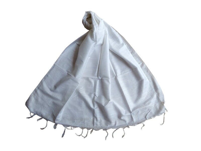 White Cotton Silk Solid Dupatta