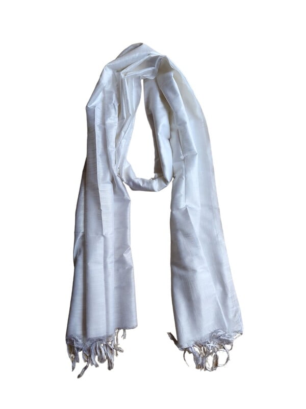 White Cotton Silk Solid Dupatta