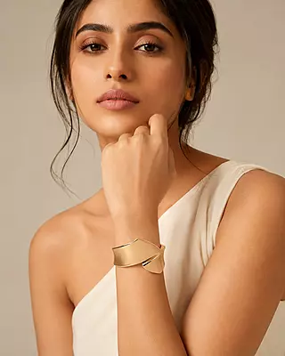 Aureva Sculpted Fold Gold-Tone Cuff Bracelet