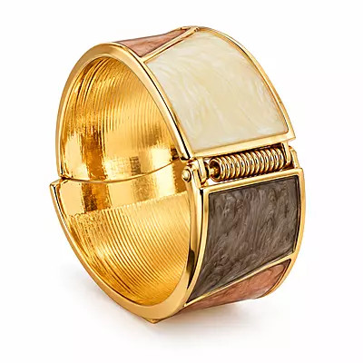 Cavira Tricolour Marbled Gold-Tone Cuff Bracelet