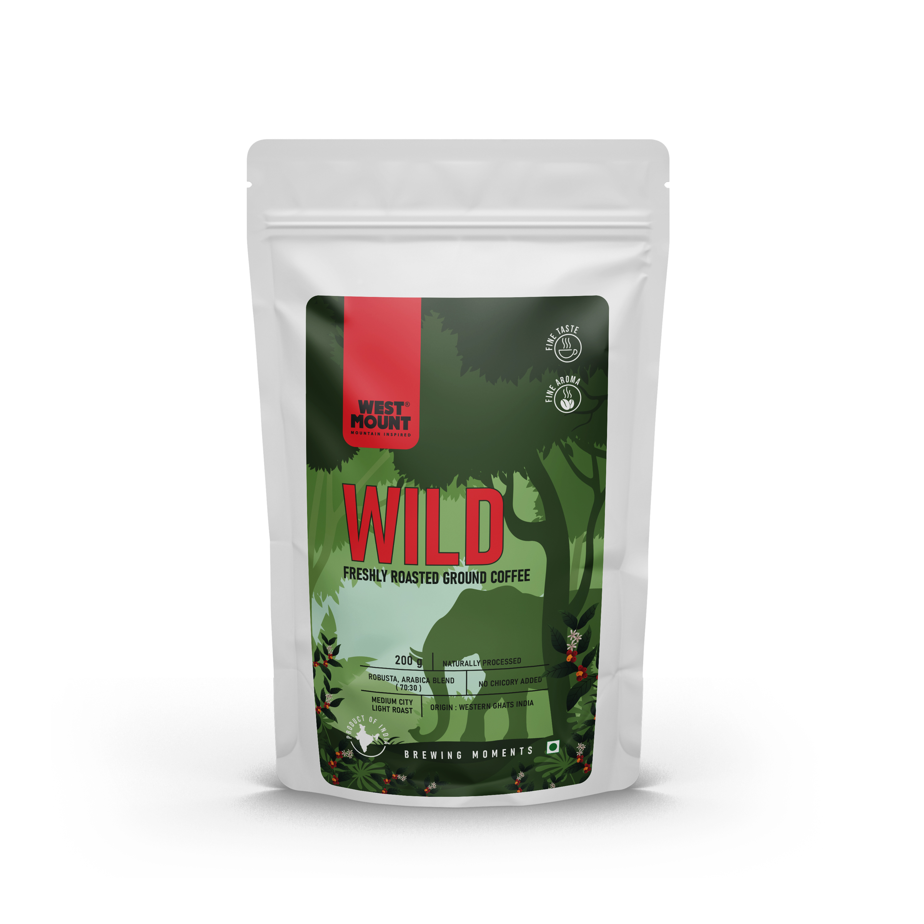 WILD 200g ROBUSTA, ARABICA BLEND ( 70:30 ) - Freshly Roasted Ground Coffee