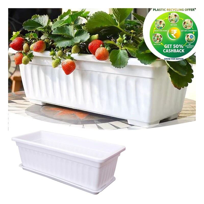Premium Window Box Planter – Rectangular Pot (White)