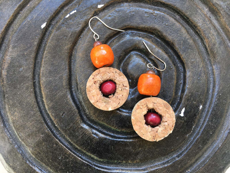 Wine Cork Earring | Beaded Jewelry