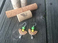 Wine Cork Earring | Beaded Semi Circle Earring