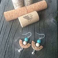 Wine Cork Earring | Beaded Semi Circle Earring