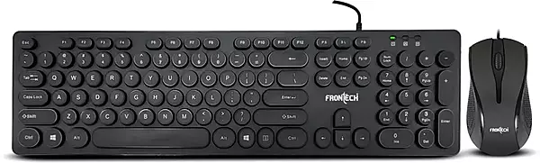 FRONTECH Wired Keyboard + Mouse Combo – 104 Keys | USB Plug & Play | Ergonomic & Comfortable Design | Black (KB-0048)
