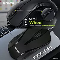 FRONTECH Wired Keyboard + Mouse Combo – 104 Keys | USB Plug & Play | Ergonomic & Comfortable Design | Black (KB-0048)