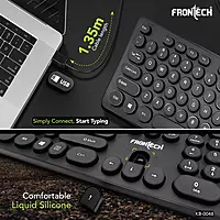 FRONTECH Wired Keyboard + Mouse Combo – 104 Keys | USB Plug & Play | Ergonomic & Comfortable Design | Black (KB-0048)