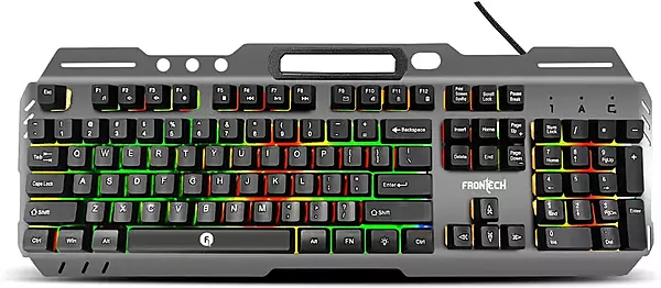 Frontech KB-0049 – USB wired keyboard with quiet keys, ergonomic design, and durable build. Perfect for office, gaming, and daily use.