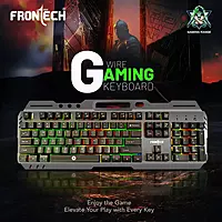 Frontech KB-0049 – USB wired keyboard with quiet keys, ergonomic design, and durable build. Perfect for office, gaming, and daily use.