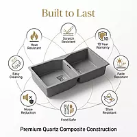 Quartz Elite Double Bowl Sink (Smokey Grey)