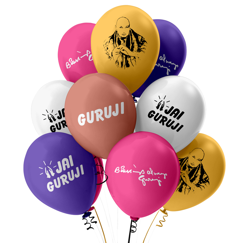 The Magic Balloons Guruji Balloons 12" Multicolor Metallic Balloons Blessing Guruji Pack of 50pcs For Guruji Special Day Decoration, Satsang
