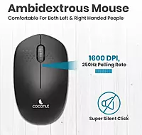Coconut WKM11 Delight Wireless Keyboard & Mouse Combo (Black, 20M Range, Ergonomic Design, Long Battery Life, Plug & Play, Ideal for Home & Office, 1 Year Warranty)