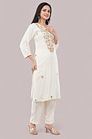 Floral Embroidered Cotton Salwar Suit with Dupatta, 3-Piece Traditional Set