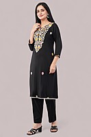 Floral Embroidered Cotton Salwar Suit with Dupatta, 3-Piece Traditional Set