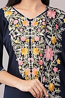Floral Embroidered Cotton Salwar Suit with Dupatta, 3-Piece Traditional Set