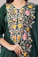 Floral Embroidered Cotton Salwar Suit with Dupatta, 3-Piece Traditional Set