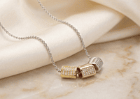 925 Silver Radiant Tri-Tone Cylinder Necklace