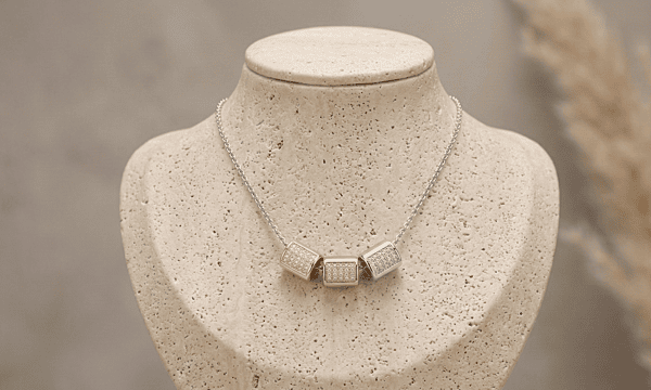 925 Silver Radiant Tri-Tone Cylinder Necklace
