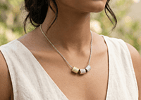 925 Silver Radiant Tri-Tone Cylinder Necklace