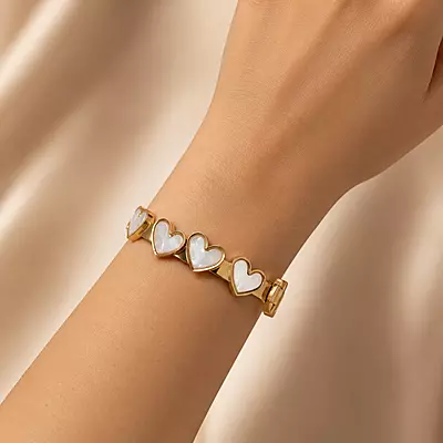 Amora Five-Heart Pearl-Effect Gold-Tone Bracelet