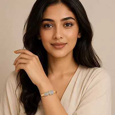 Aurelia Ivory Twin-Stone Gold-Tone Bracelet