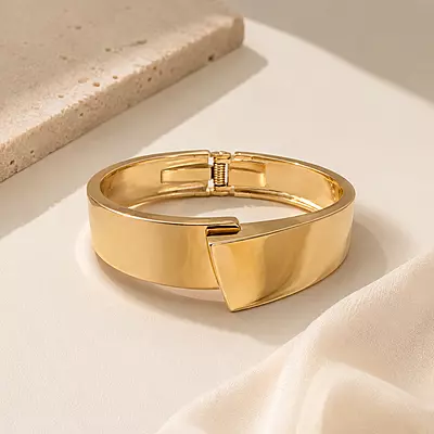 Valora Asymmetric Overlap Gold-Tone Cuff Bracelet