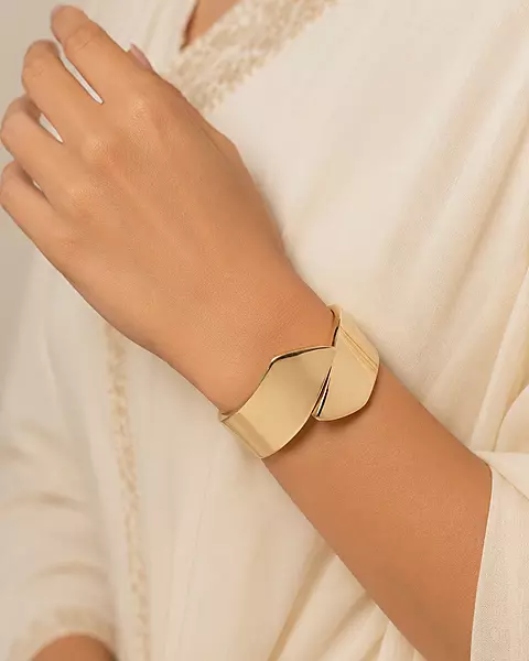 Aureva Sculpted Fold Gold-Tone Cuff Bracelet