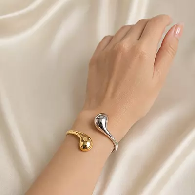 Liora Dual-Tone Sculpted Teardrop Bracelet