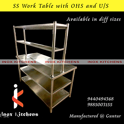 Work Table with Over head shelves