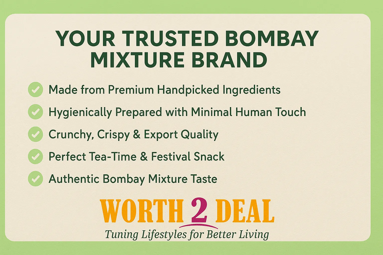 Worth2Deal trusted Indian snack brand for authentic Bombay mixture namkeen