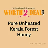 Worth2Deal brand banner with Kerala forest honey background
