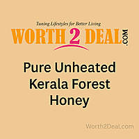 Worth2Deal brand banner with Kerala forest honey background