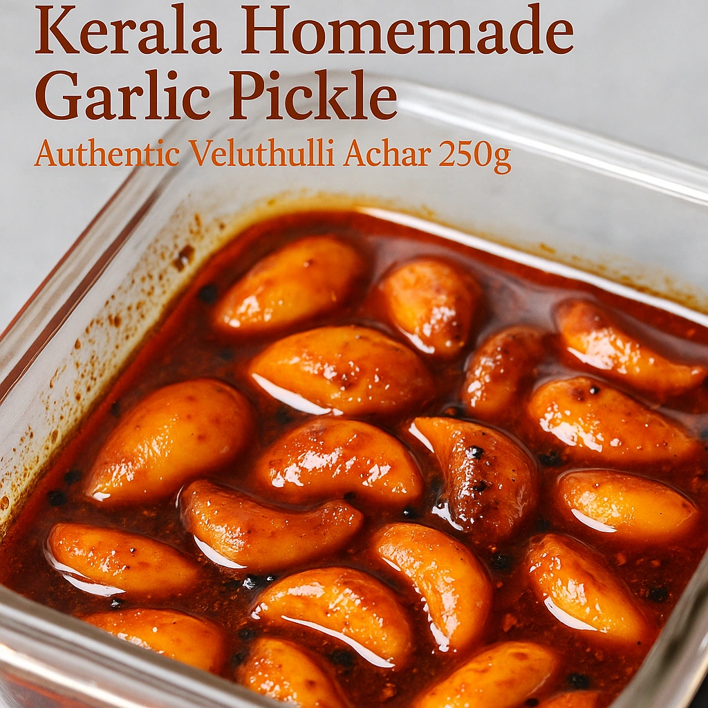 kerala garlic pickle, veluthulli achar, homemade pickle