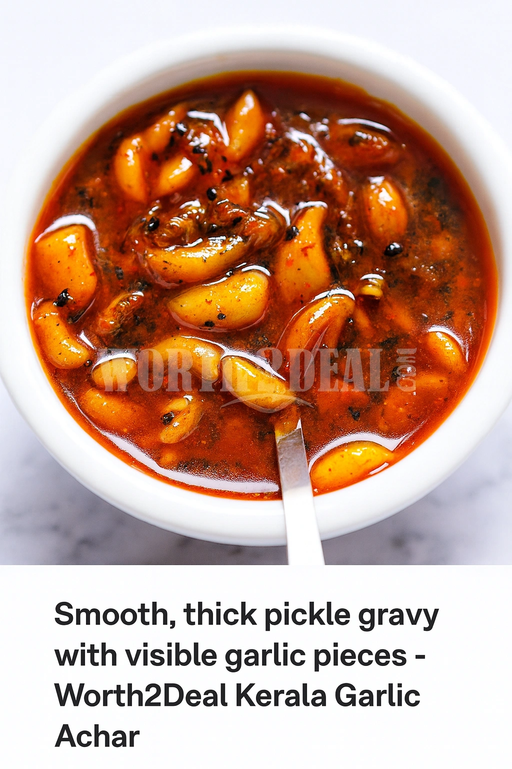 pickle gravy texture, garlic achar consistency