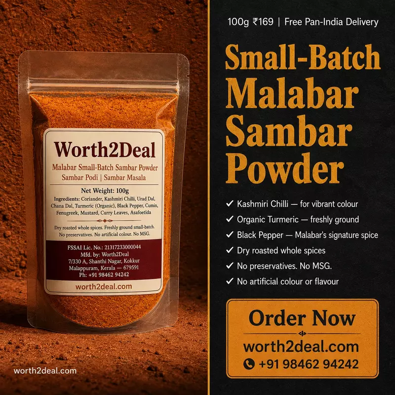 Worth2Deal homemade sambar powder —  no preservatives free pan-India delivery