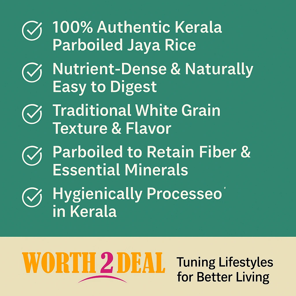 Worth2Deal trusted Kerala brand for hygienically processed Jaya rice